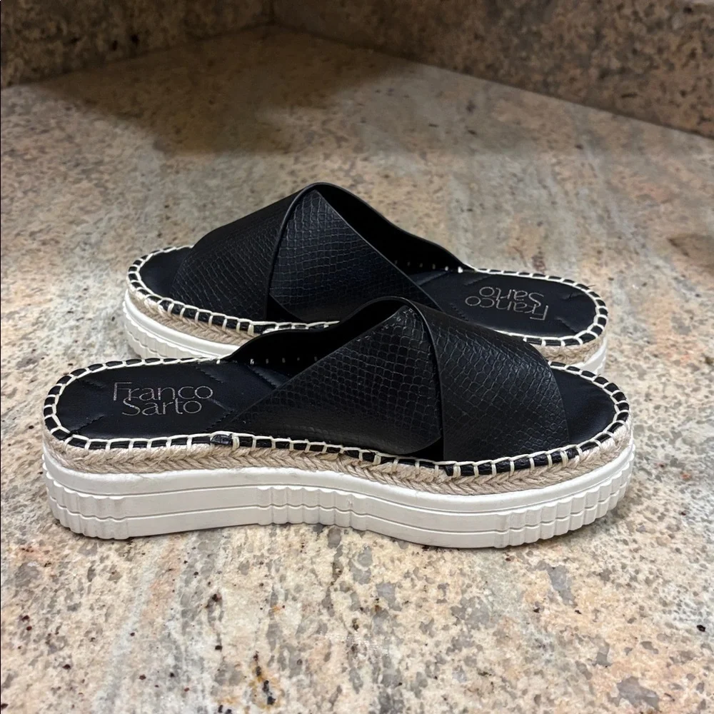 Franco Sarto Black Espadrille Slides. They are a woman's size 6